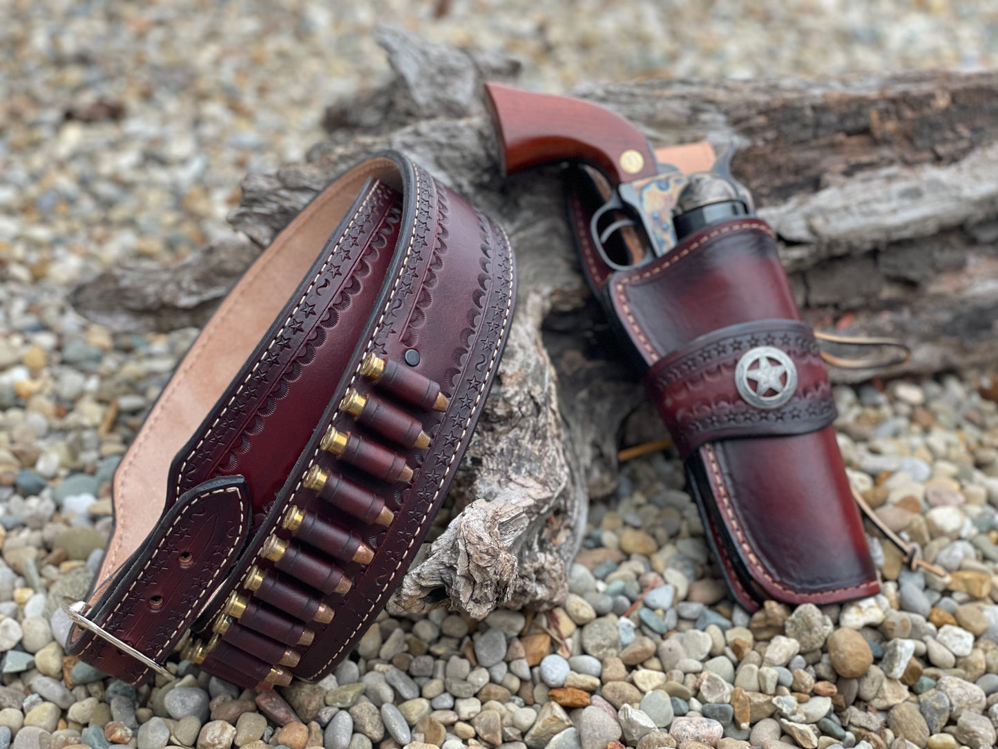 Cowboy belts wheel gun holsters