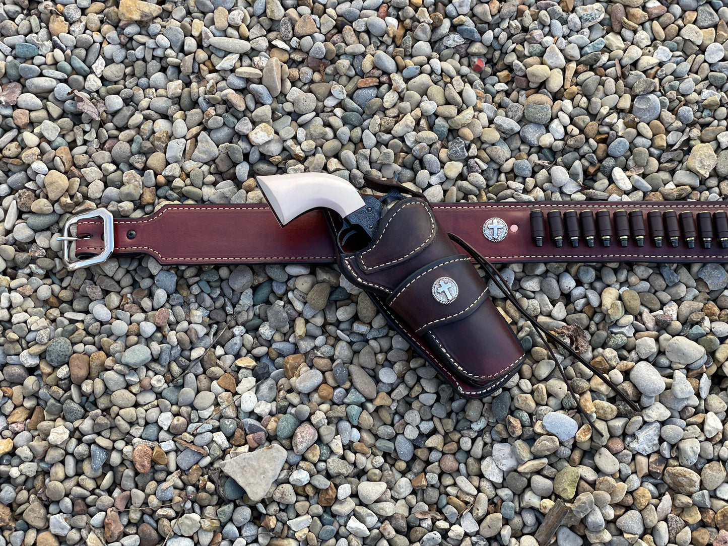 
                  
                    Leather Gun Belt with Lining cowboy belt cartridge belt Made in USA
                  
                