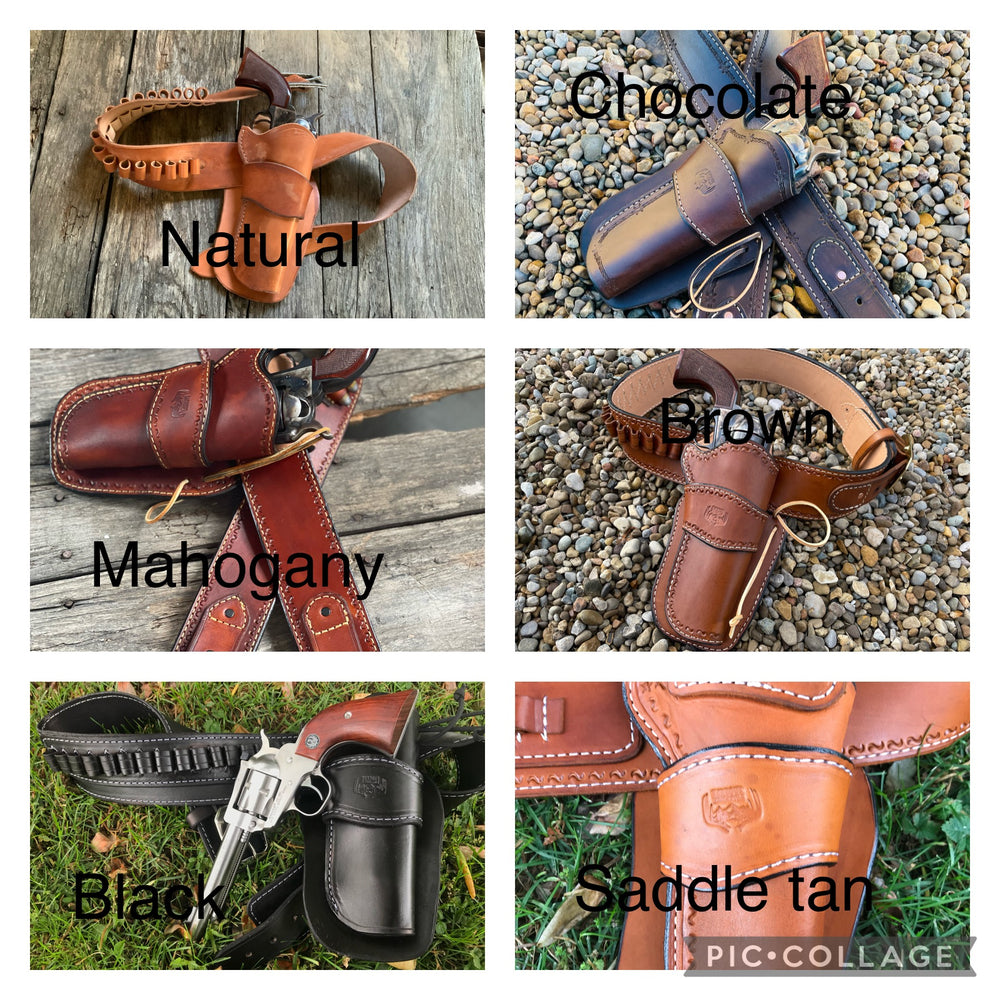 
                  
                    Handmade Herman Oak leather auto Shoulder Holster with mag holder lined and tooled
                  
                