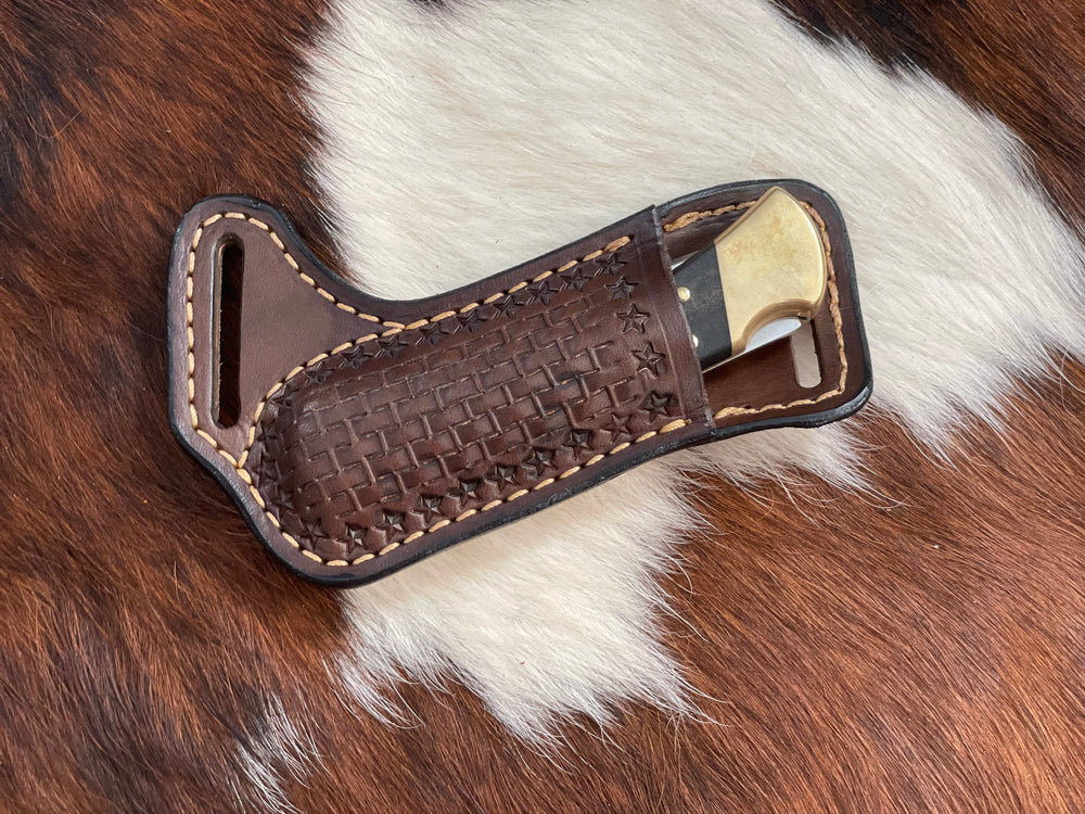 Buck 110 or Case XX leather Knife sheath horizontal sheath for belt