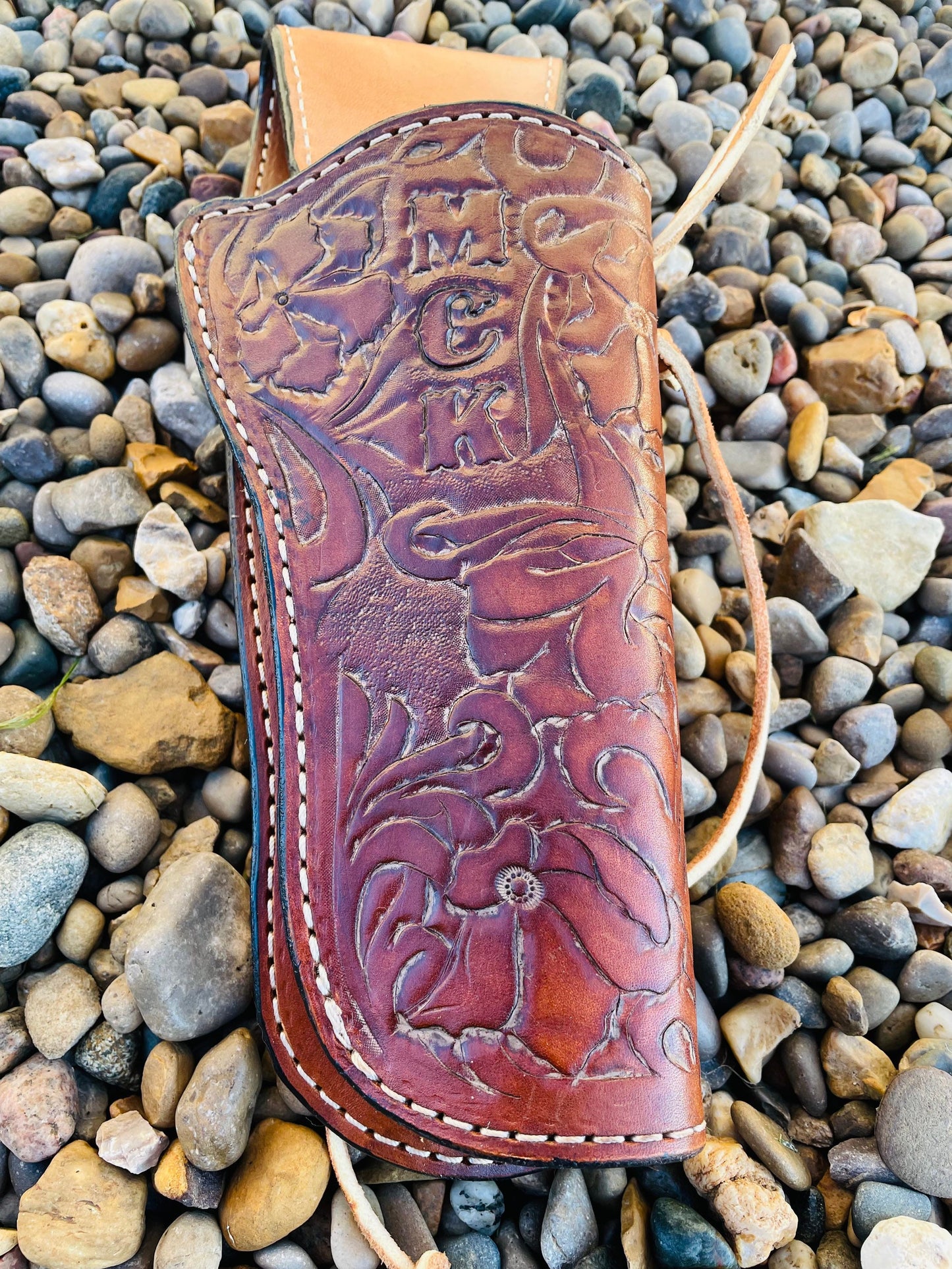 
                  
                    USA MADE El Flora Muerte-sass cass holster Lined and Tooled Herman Oak leather Cowboy Action holster
                  
                